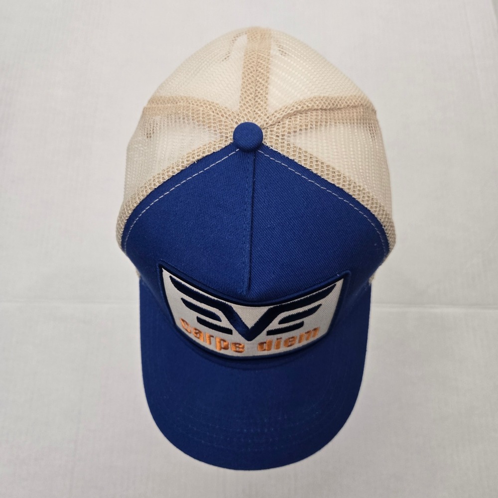 Soulbyrd Carpe Diem Trucker Hat Blue Tan Mesh Snapback Cap Mens  OSFA Like New - Picture 9 of 10